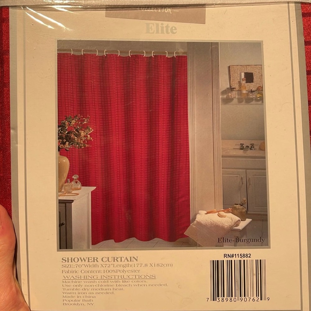 Red Unused shower curtain